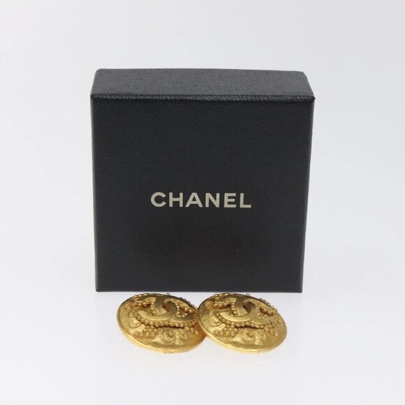 CHANEL Earring metal Gold CC Auth - Picture 1 of 15